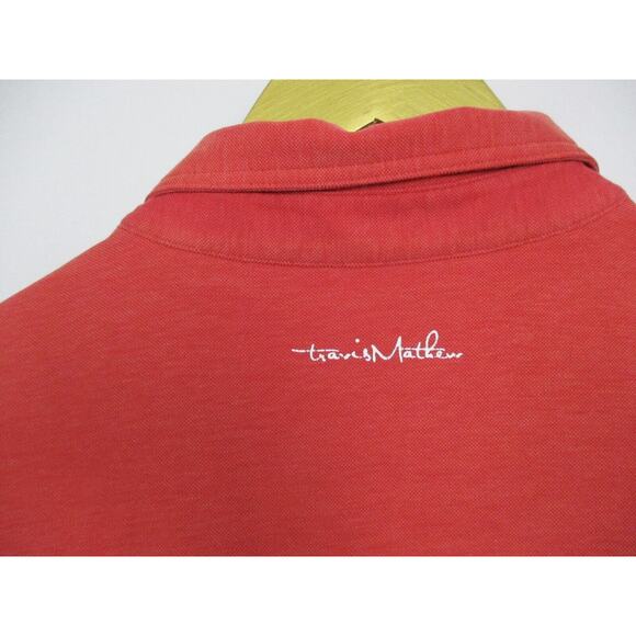 Travis Mathew Golf Polo Shirt Men Medium Red Pima Cotton Blend Short Sleeve Logo - Picture 6 of 16